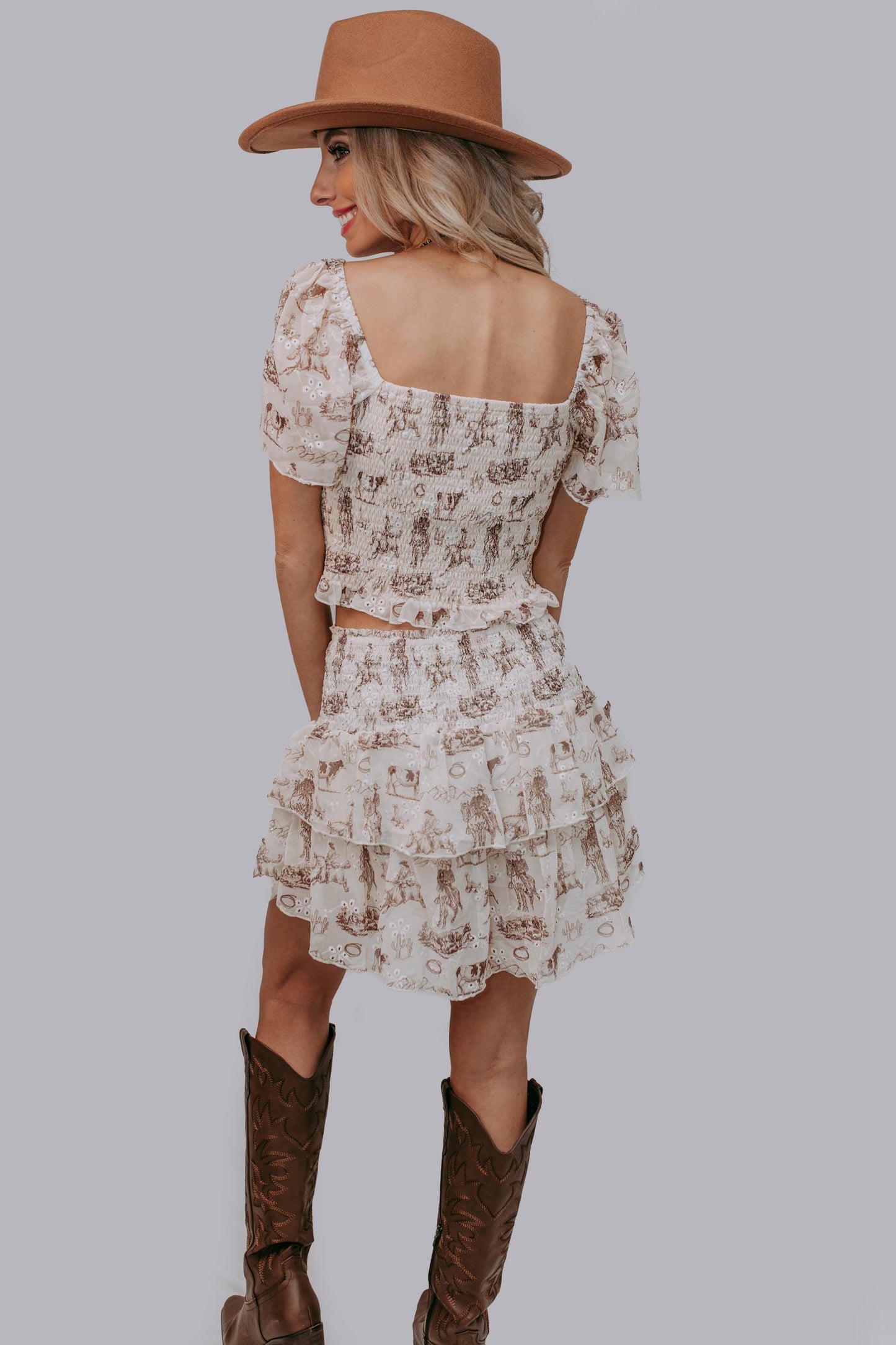 MK647 Western Scene 2 Piece Skort Set
