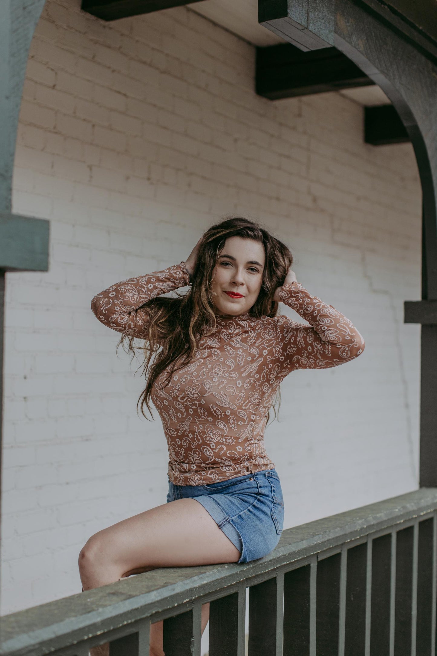 TZ97 Paisley Print Lace Blouse