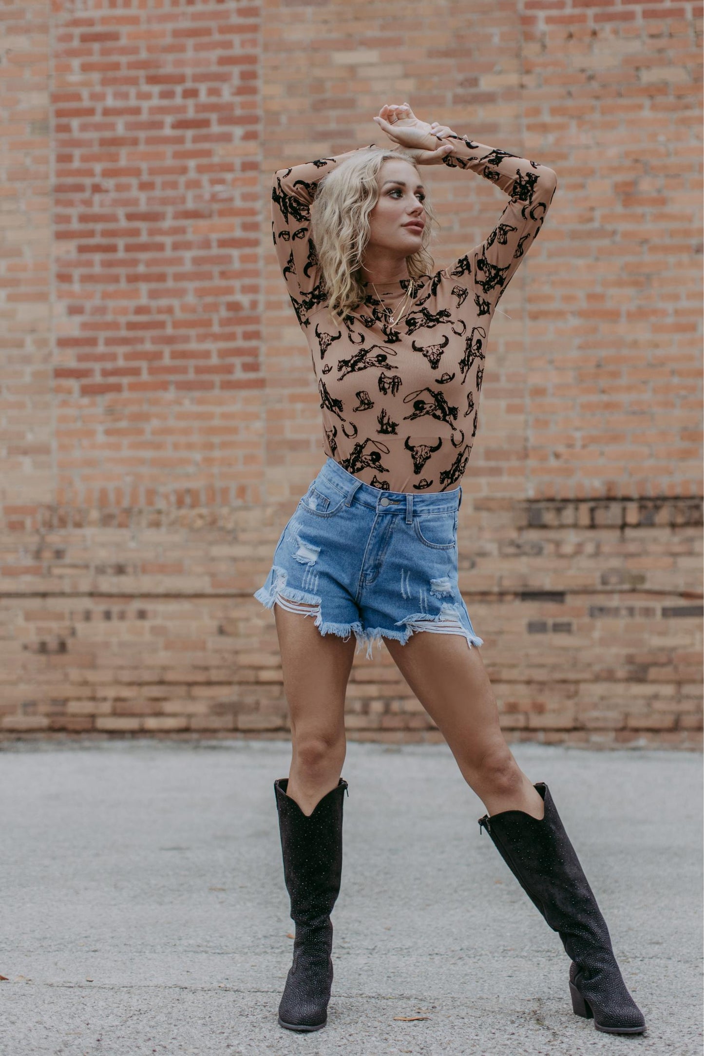 TZ103 Cowboy Mesh Top