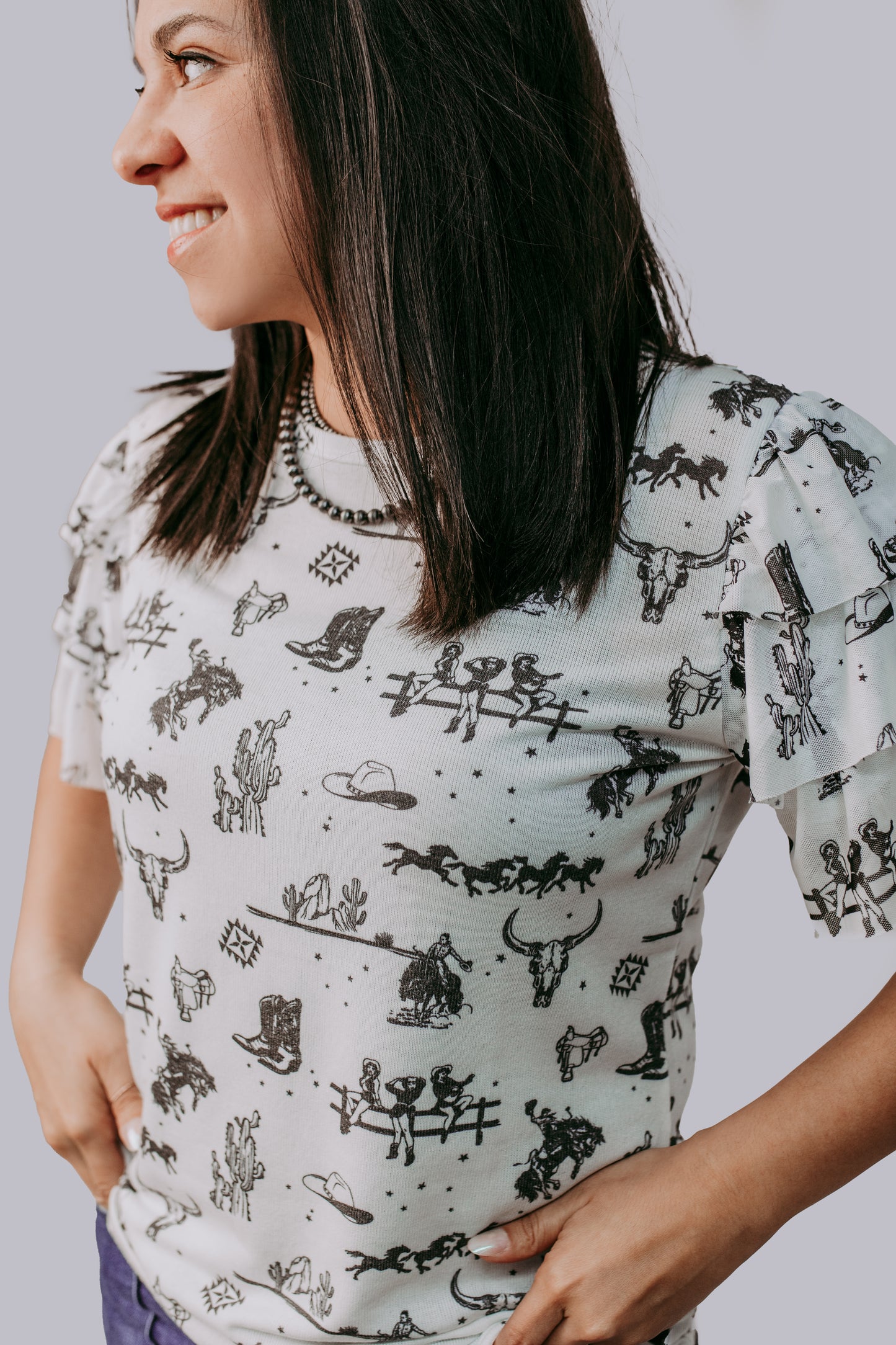 MK680 Western Darlin' Ruffle sleeve Blouse