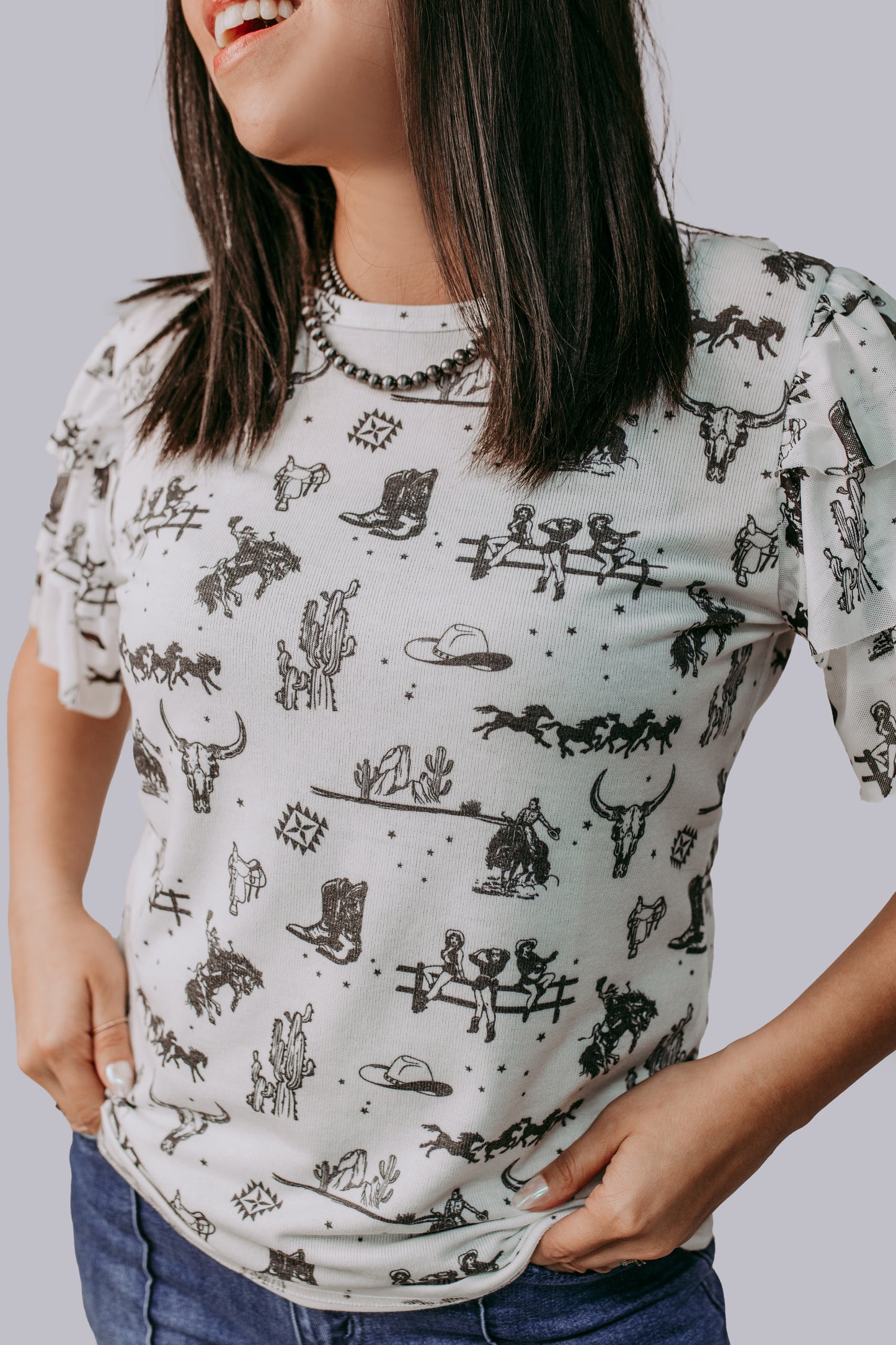 MK680 Western Darlin' Ruffle sleeve Blouse