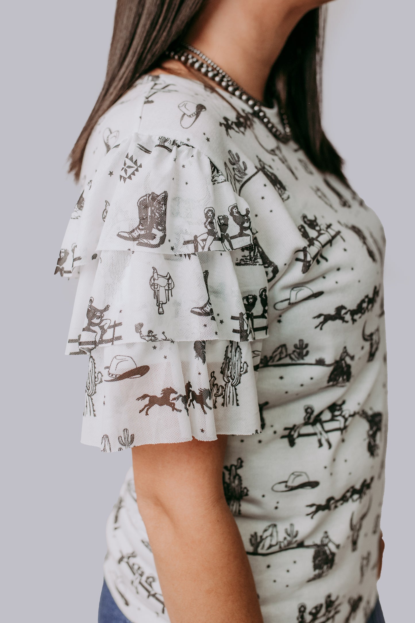 MK680 Western Darlin' Ruffle sleeve Blouse