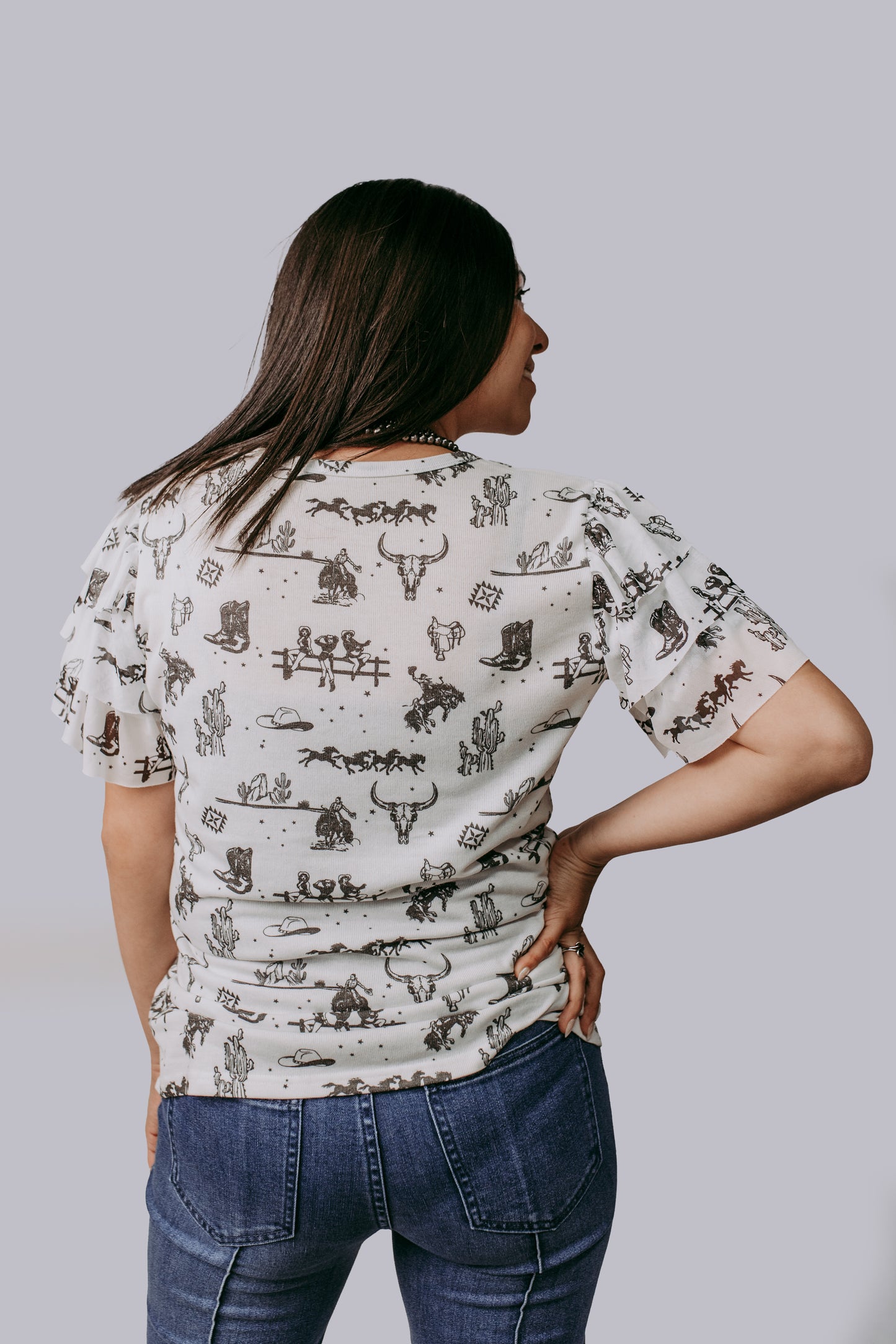 MK680 Western Darlin' Ruffle sleeve Blouse