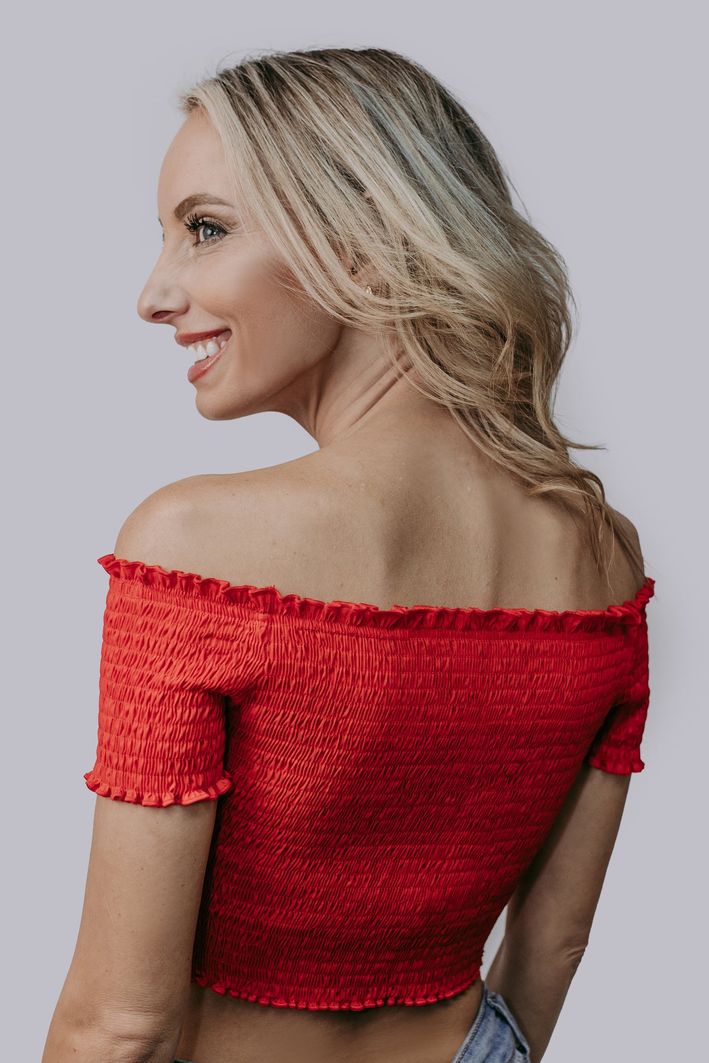 MK662 Front Tie Off Should Crop Top Red