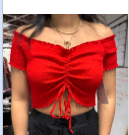MK662 Front Tie Off Should Crop Top Red