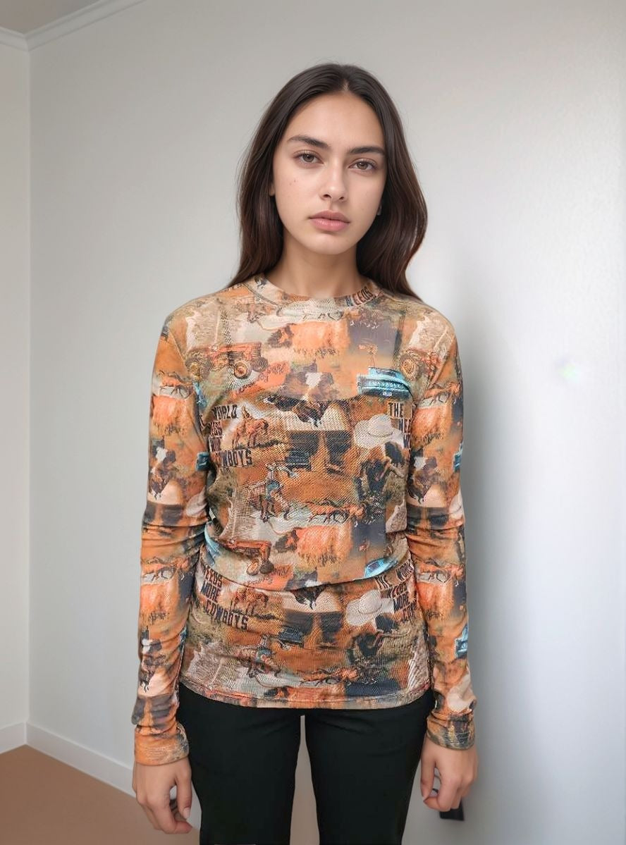 MK756 Rustic Cowboys Mesh Top