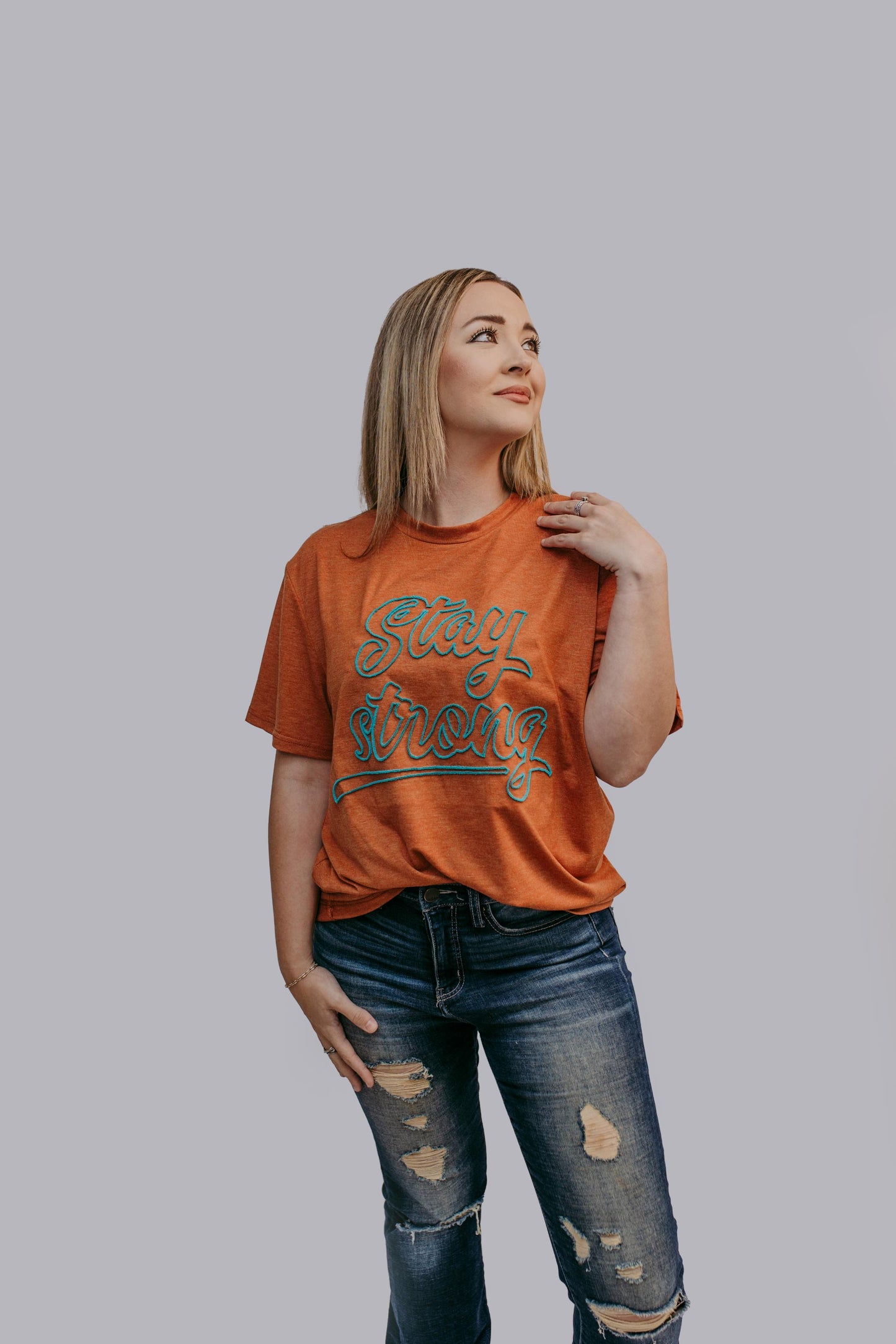 MK259 STAY STRONG Super Soft Embroidered Tee