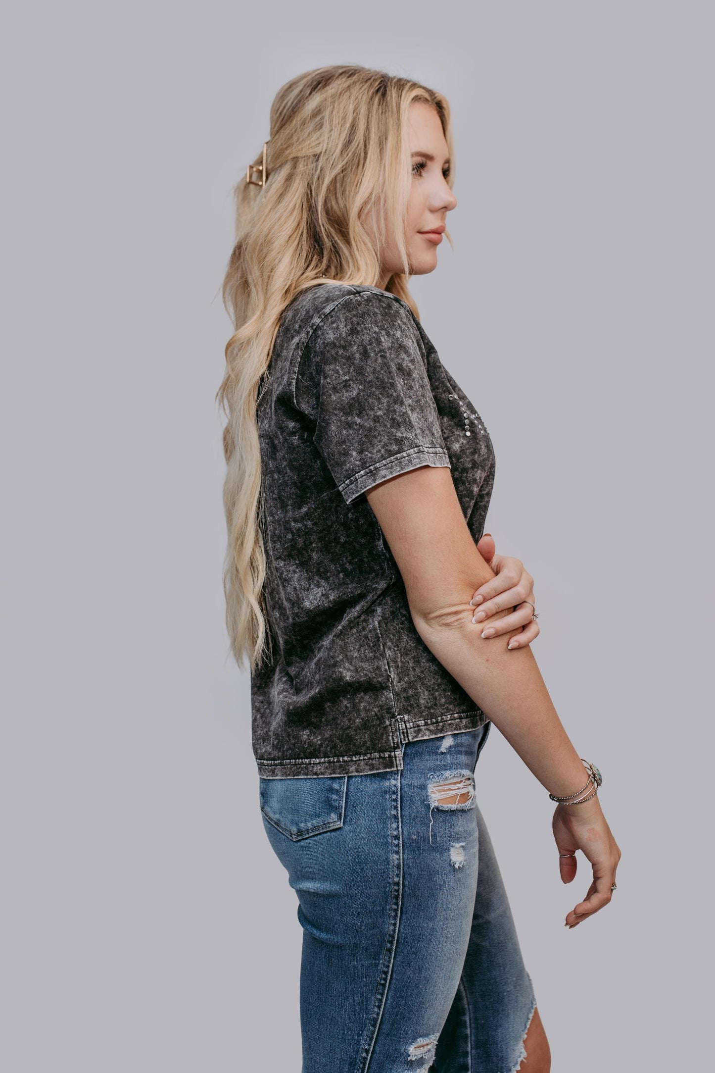 MK480 Thankful Acid Washed SL Tee - Charcoal