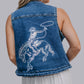 MK411 Gold Foil Bronco Denim Vest - Medium Wash