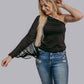 MK594 One Shoulder Fringe Top