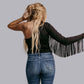 MK594 One Shoulder Fringe Top