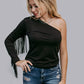 MK594 One Shoulder Fringe Top