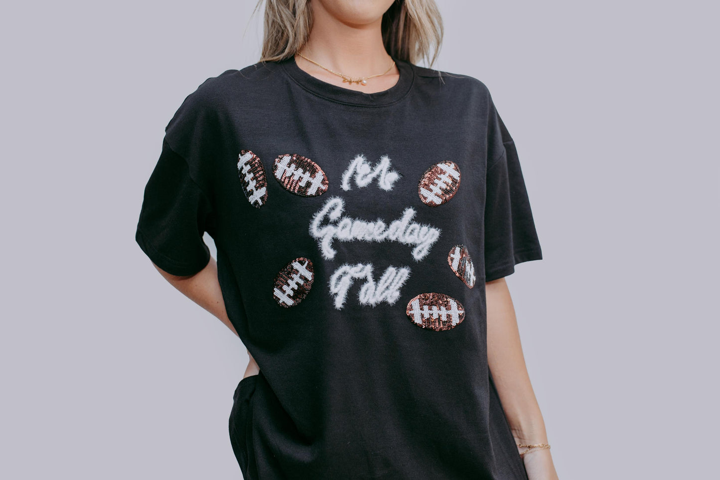 MK513 Game Day Sequins Football Tee