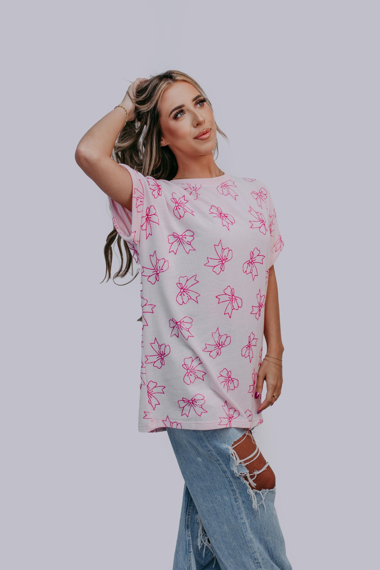 MK444 Oversized Bow Tee