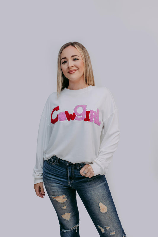 MK334 Cowgirl Embroidery Sequins Tee