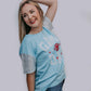 MK489 Sequins Sleeve Game Day Tee - Icy Blue