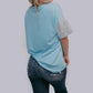 MK489 Sequins Sleeve Game Day Tee - Icy Blue