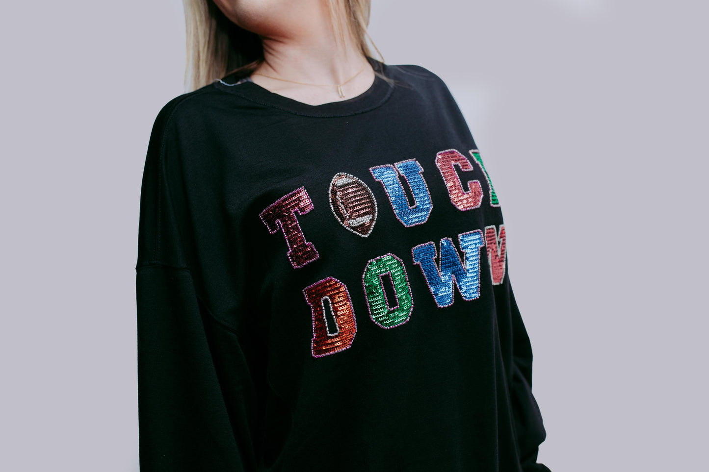 MK311 -Touch Down Sequin Beaded LS Tee