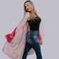 MK203 Rollin with the Flow Mesh Kimono - Hot Pink/Cowgirl