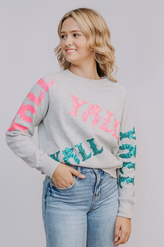 MK528 Yall Sequin Sweatshirt