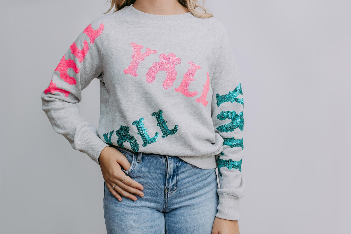 MK528 Yall Sequin Sweatshirt