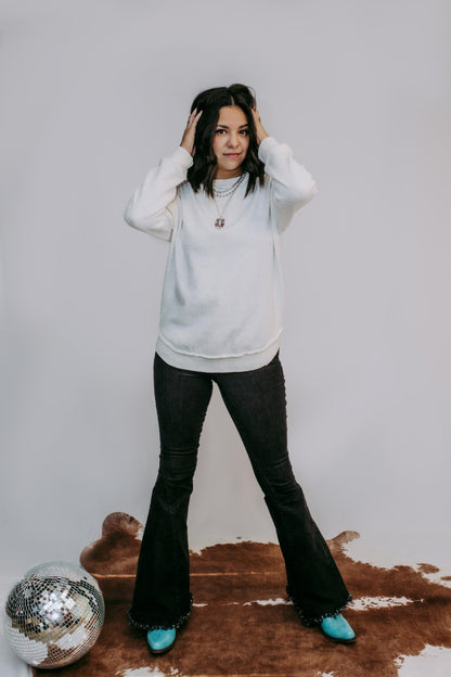 MK159 Basic Acid Washed Sweatshirt - Heather Grey