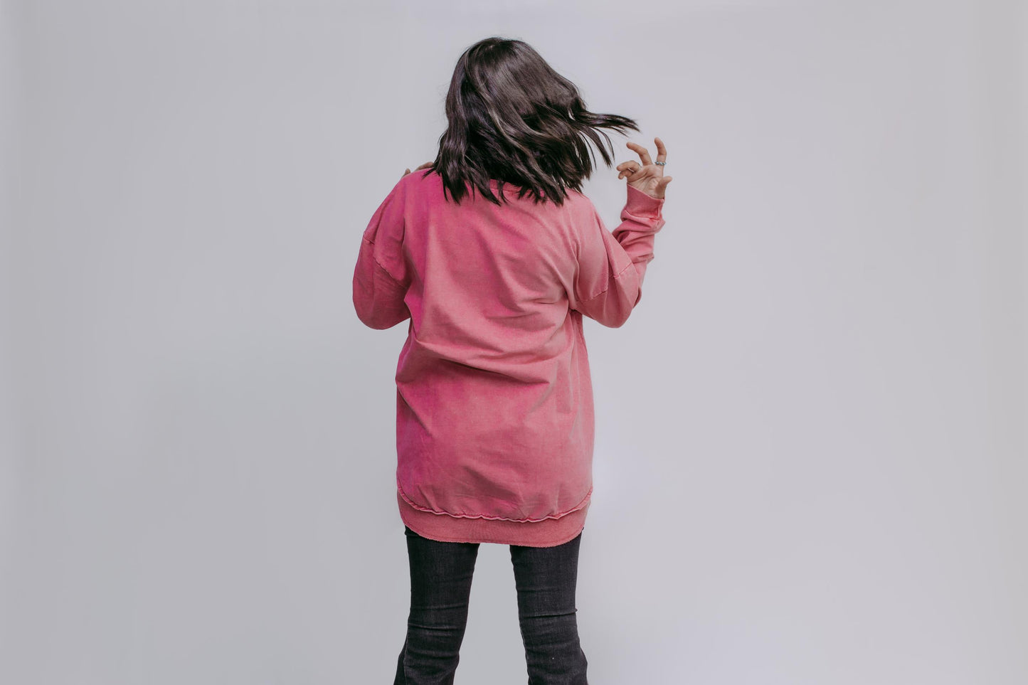 MK159 Basic Acid Washed Sweatshirt - Pink