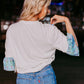 MK354 Cowgirl Boots Sequins Sleeve Tee