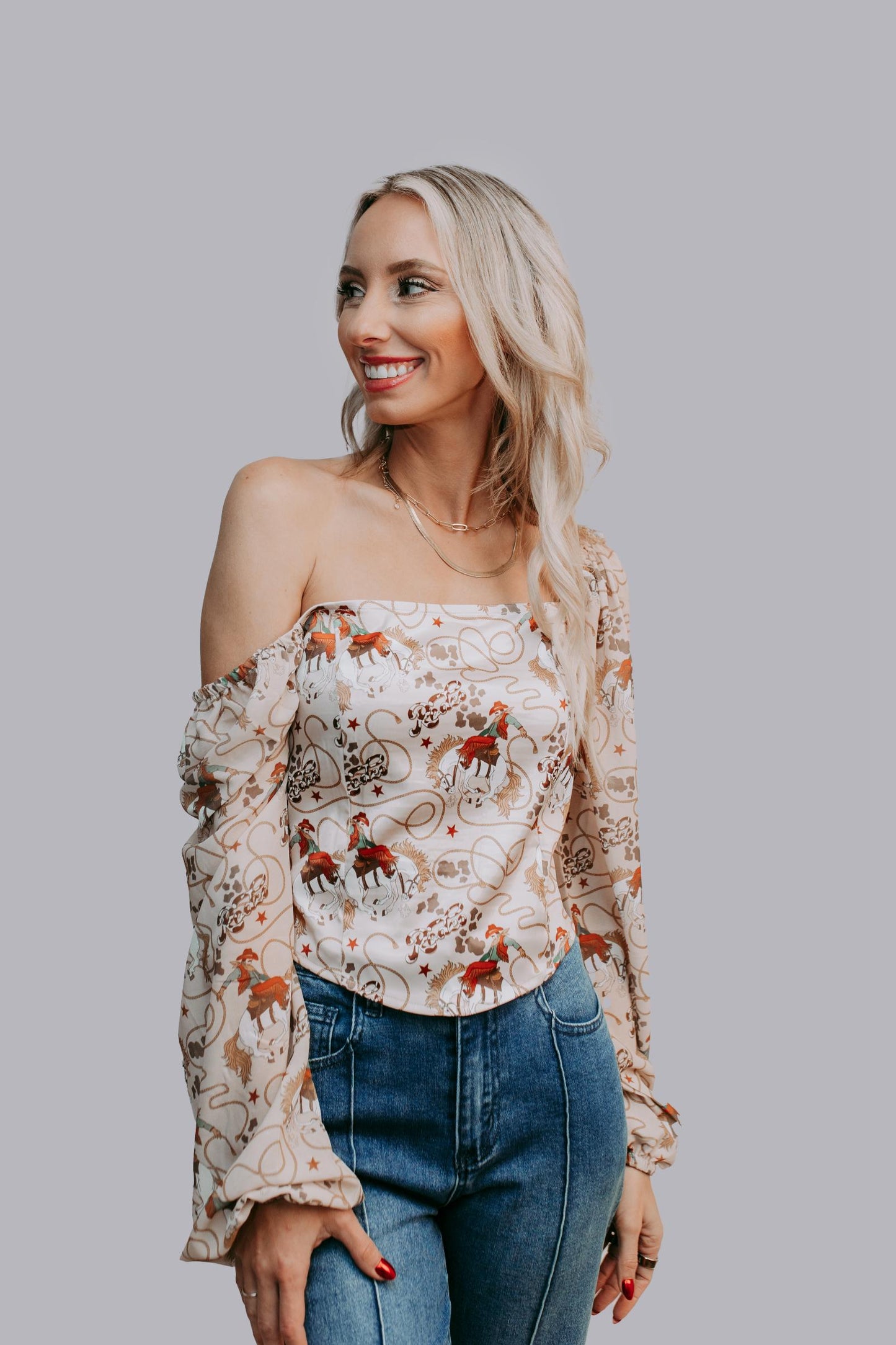 MK665 Rodeo Off Shoulder Blouse