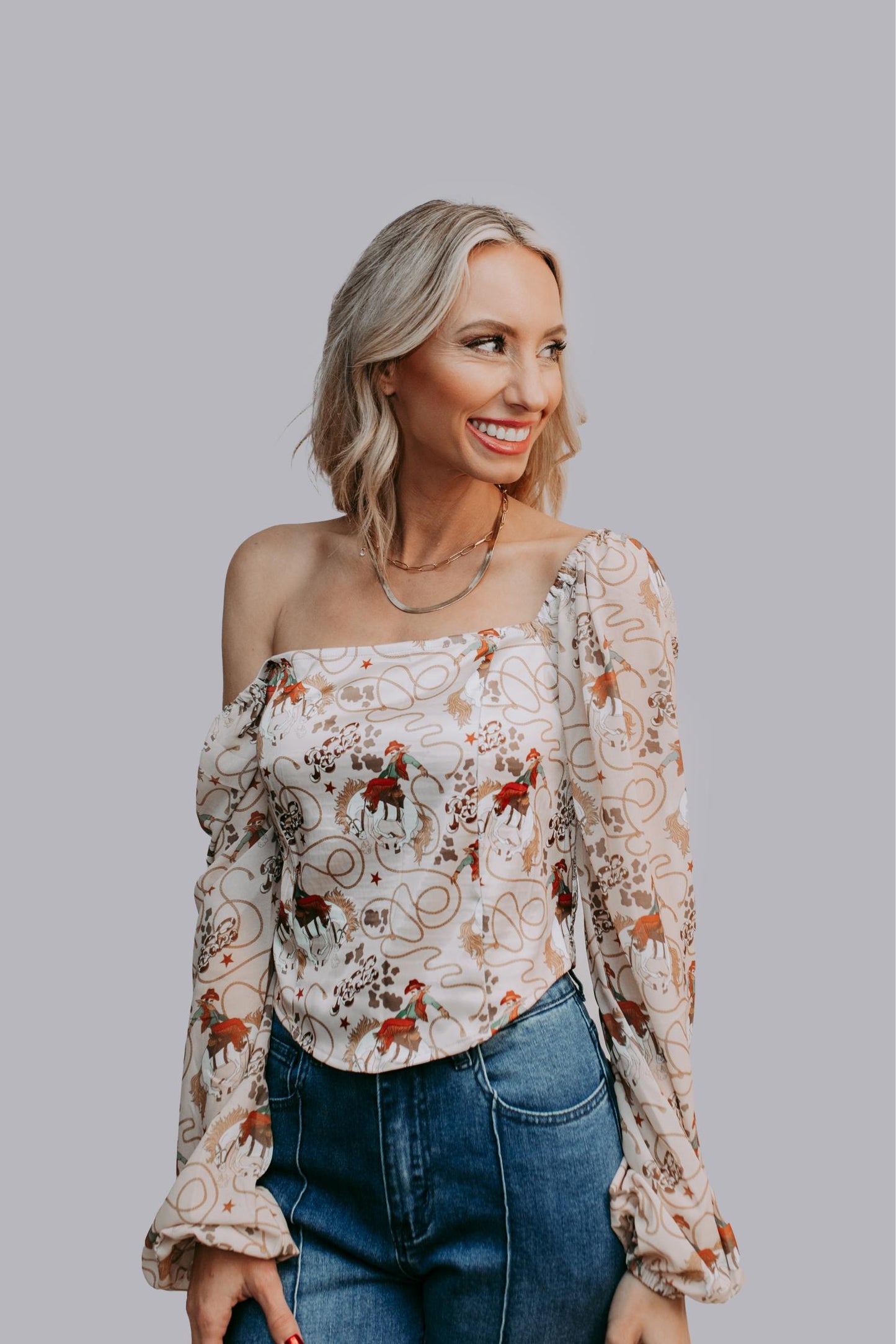 MK665 Rodeo Off Shoulder Blouse