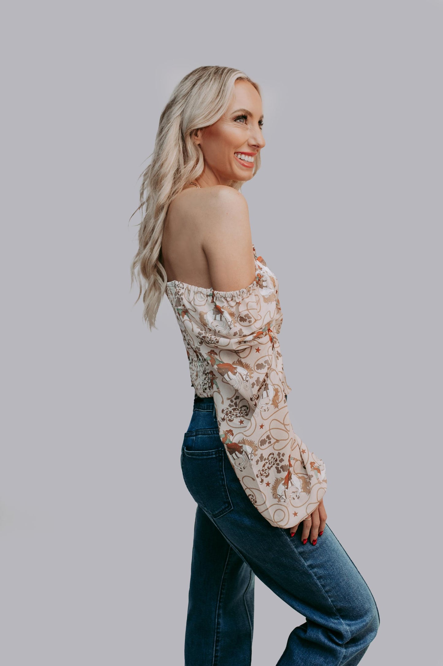 MK665 Rodeo Off Shoulder Blouse