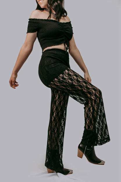 MK644 Lace Flare Pants