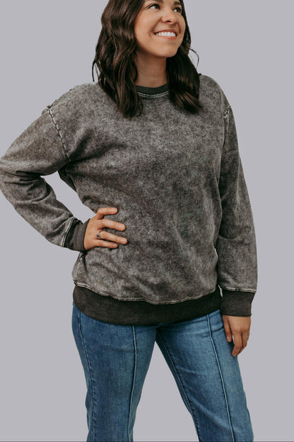 MK573 Plain Acid Wash Sweatshirt