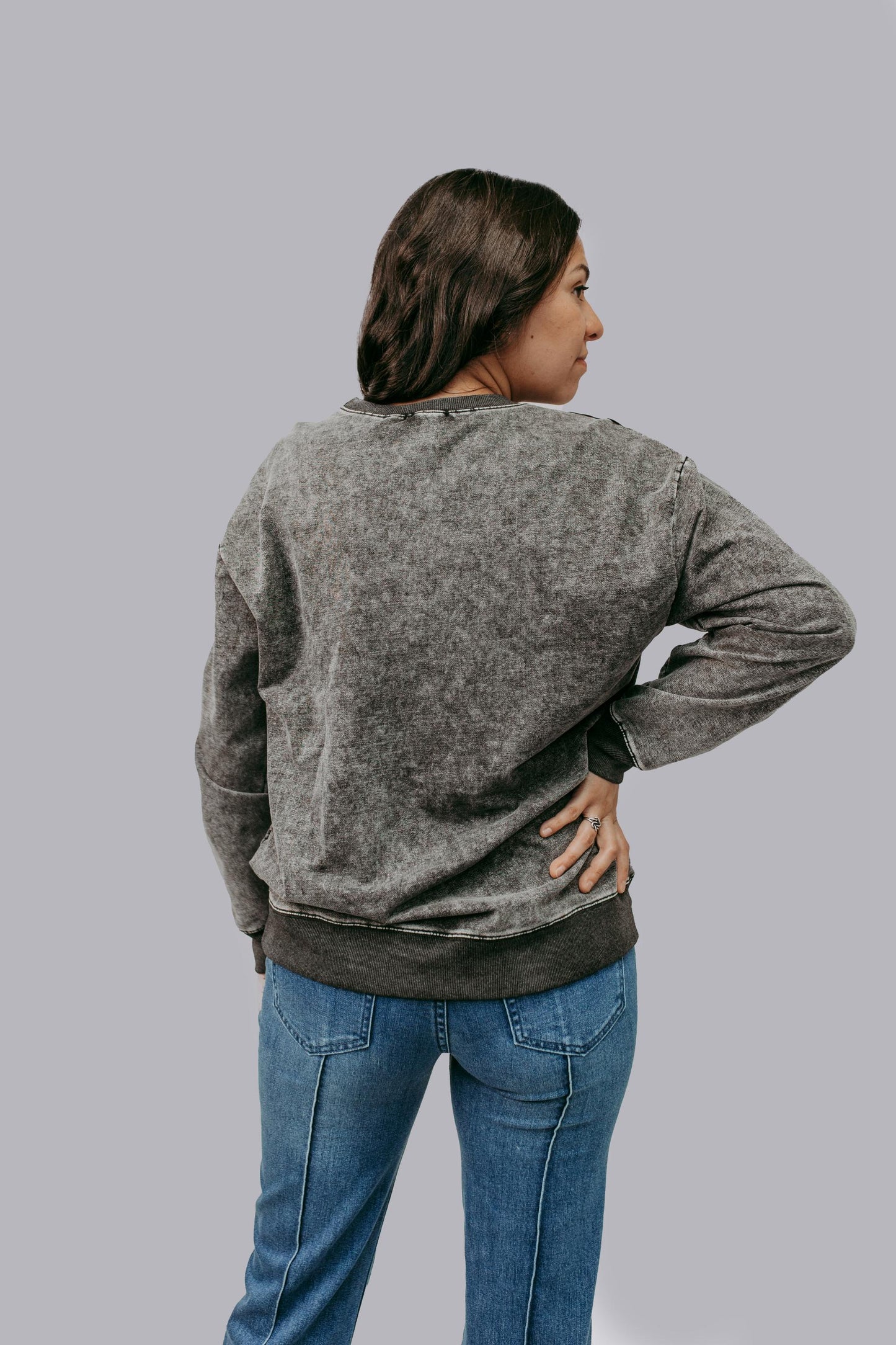 MK573 Plain Acid Wash Sweatshirt