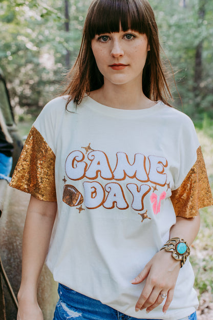 MK509 Game Day sequins Sleeve Tee