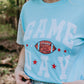 MK489 Sequins Sleeve Game Day Tee - Icy Blue