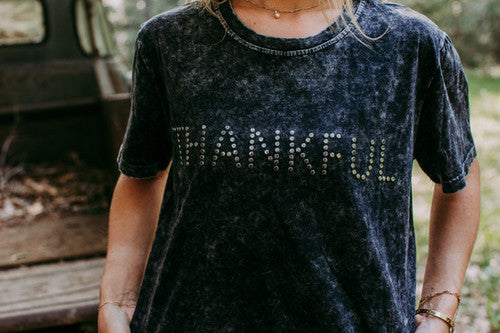 MK480 Thankful Acid Washed SL Tee - Charcoal