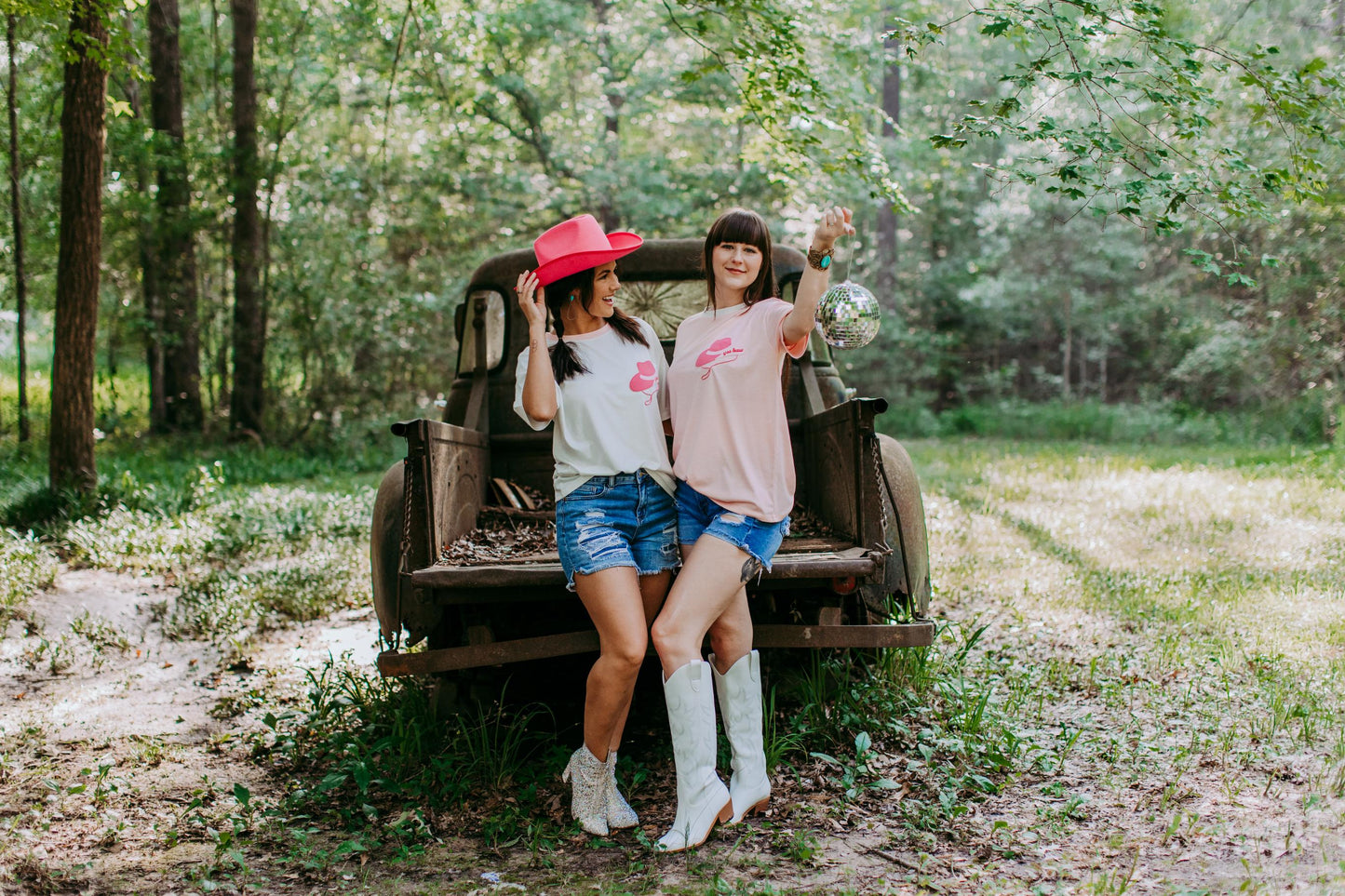 MK333 Cowgirl Hat Embroidery Tee - White