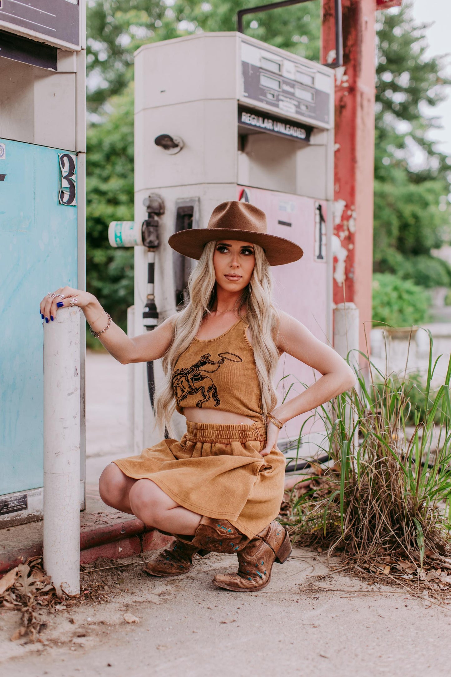 MK428 Bronc Bustin' Weekend 2 Piece Crop Set - Mustard