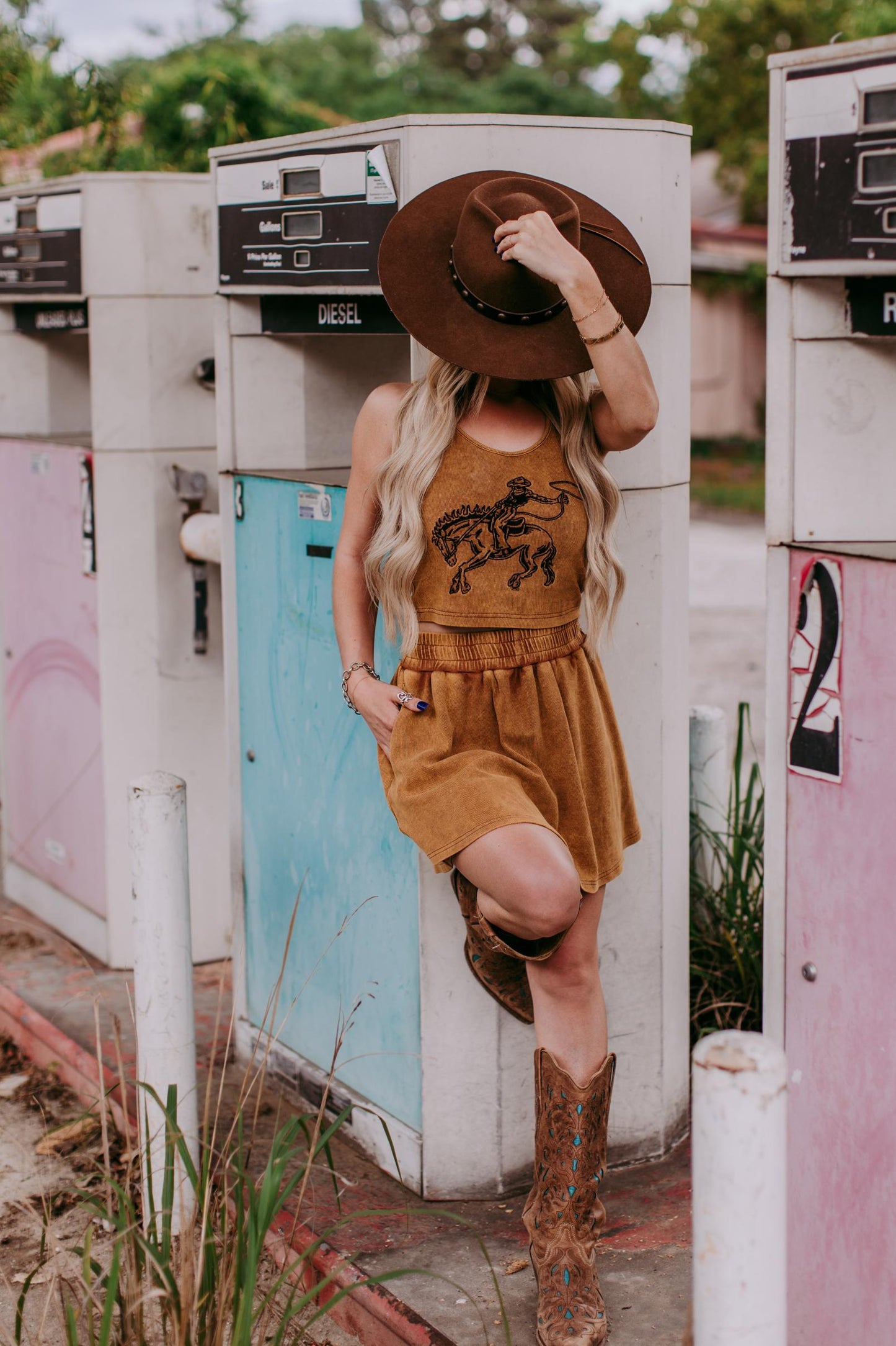 MK428 Bronc Bustin' Weekend 2 Piece Crop Set - Mustard