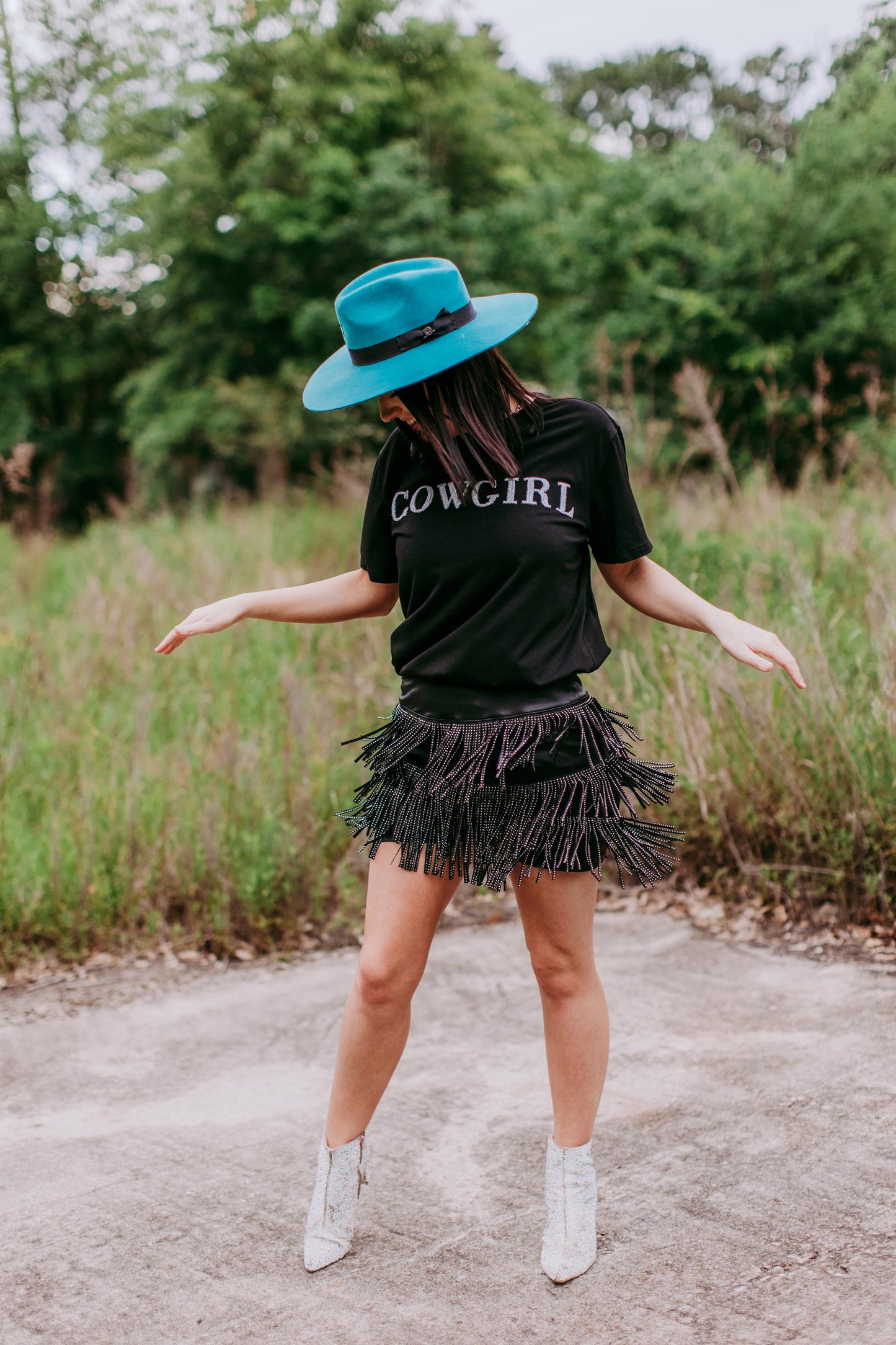 MK406 Cowgirl 3D Sequin Embroidered Tee