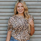 TZ82 Leopard Puff Sleeve Blouse