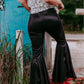 MK267 Obsidian Metallic Black Bell Bottom Pants