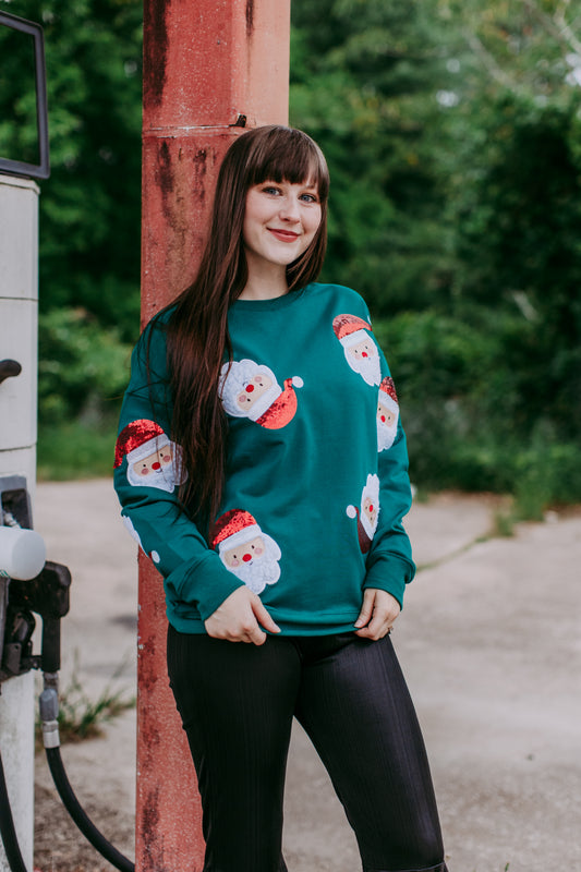 MK423 Santa Baby Sequin Embroidered Sweatshirt