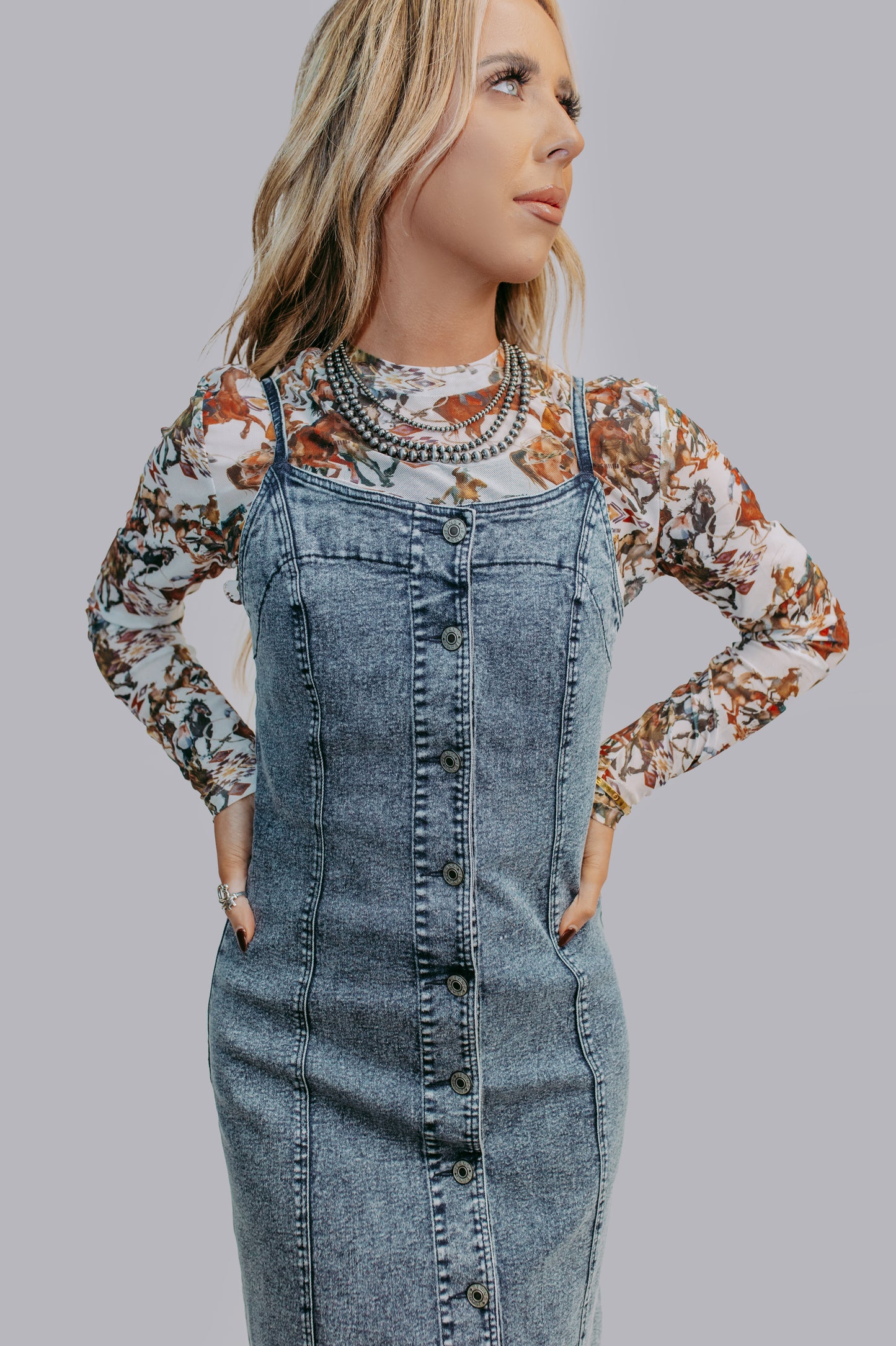 MK602 Denim Button Down Dress PLUS