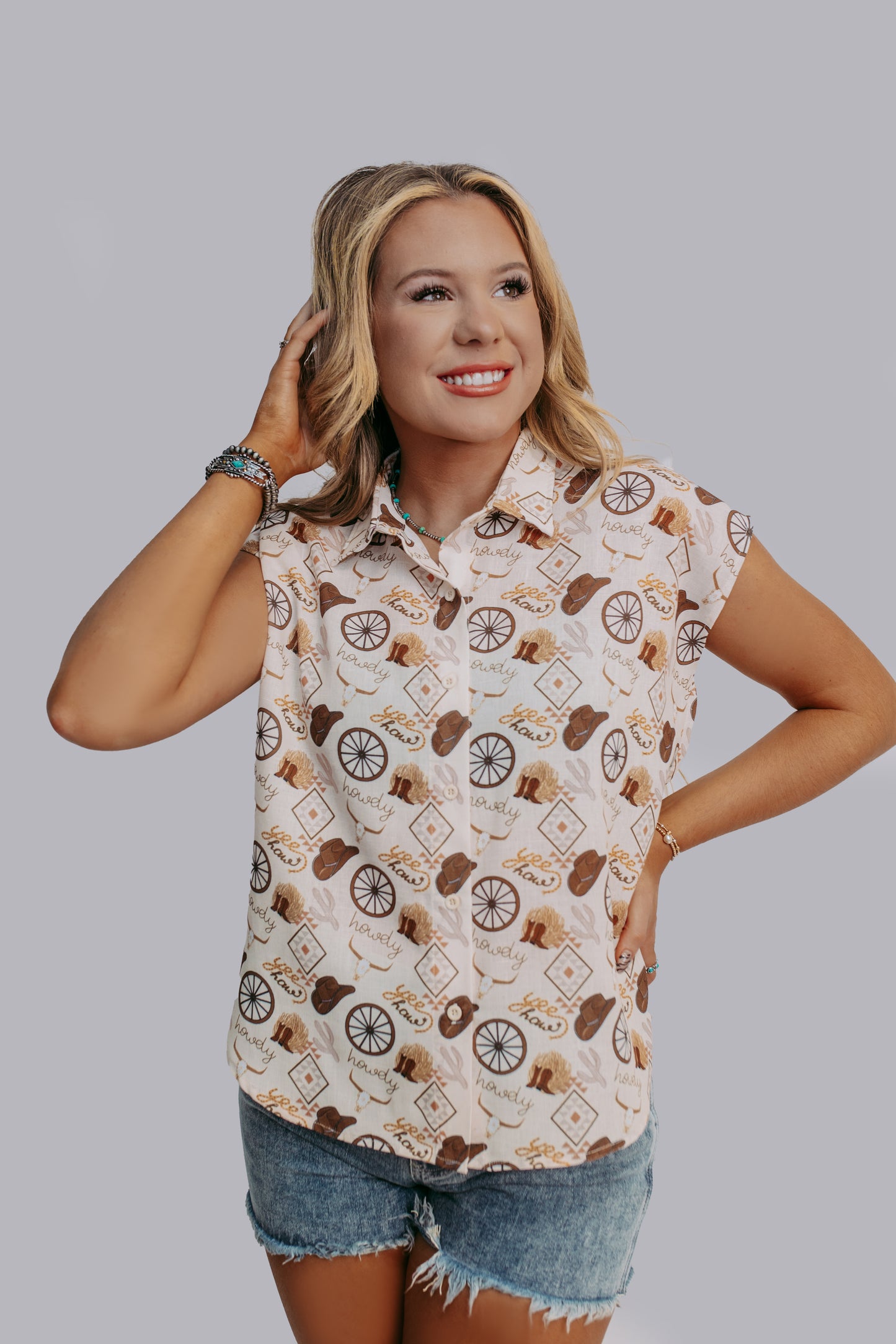 MK616 Western Cowgirl Button Down Shirt