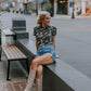 MK702 Puff Short Sleeve Western Scene Mesh