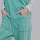 MK470 Acid Washed Jumpsuit - Turquoise