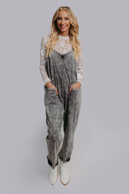 MK470 Acid Washed Jumpsuit - Gray