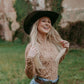 TZ107 Branded Longhorns Velvet Mesh Top